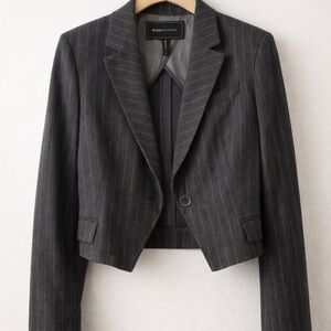 BCBGMaxAzria Charcoal Pinstripe Cropped Blazer. Gorgeous